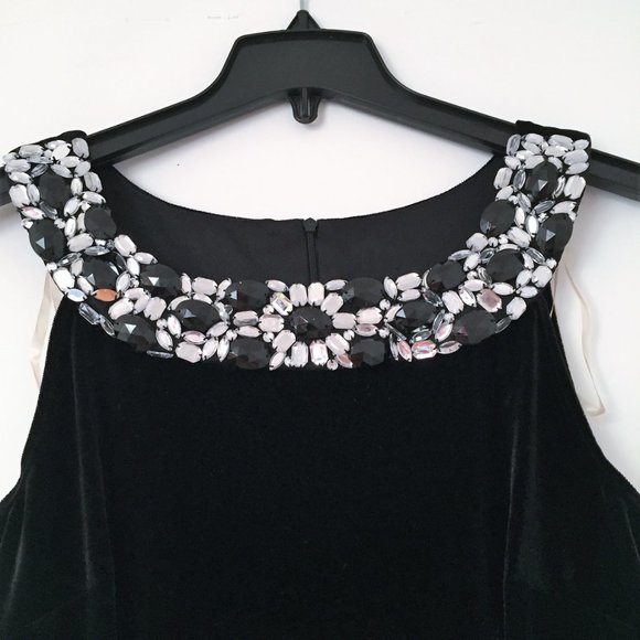 CONNECTED BLACK VELVET BEADED DRESS, SZ.8P - Picture 3 of 8